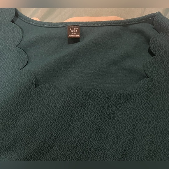 BIG SALE(5 for $20)- Teal Scalloped Lace Blouse - Picture 4 of 5